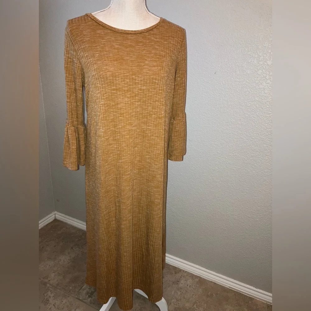 SweetSalt Golden Ribbed Dress - Picture 1 of 6